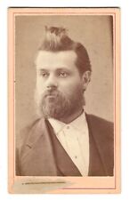 1880s man with a silly, funny hairstyle, Angola, Indiana; CDV photo picture