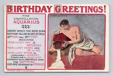 FORTUNE Horoscope Aquarius  1908 Antique Postcard 4 picture