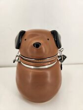 Ceramic Brown Puppy Dog Treat Jar Storage Canister Container 7.25x5 picture