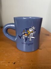 LIFE IS GOOD Diner Style Blue Mug Cup Jake In Adirondack Chair Do What You Like picture