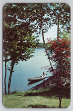 Canoeing on the beautiful lakes in the Pocono Mountains PA Postcard 2943 picture
