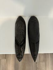 Pair Of Hand Carved African Witch Doctor Voodoo Tribal Mask Sculpture Plaque picture