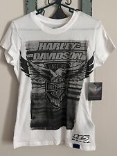 NWT Ladies Harley Davidson T-shirt  Small, White w/ graphic front, short sleeve picture
