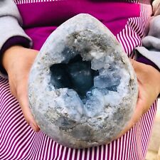 8.29LB Natural Blue Celestite Crystal Cave Quartz Geode Mineral Specimen Healing picture