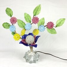 Vintage Glass Floral Bouquet Lighted Accent Lamp Retro Flower Light Kitshy picture