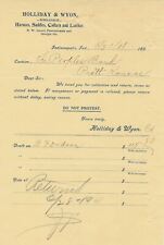 U.S. HOLLIDAY & WYON,Indianapolis Saddles,Collars,Etc Headed 1901 Invoice  48877 picture