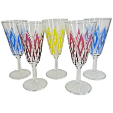 5 Vintage VMC Reims French Harlequin Fluted Champagne Glasses Set Cocktail Wine picture
