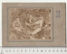 Antique C1910s Cabinet Card 3  Young Japanese Men Master And Apprentices Forest  picture