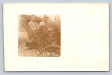 RPPC Two Men Sit Casually in Small Carriage AZO 1904-1918 ANTIQUE Postcard 1360 picture