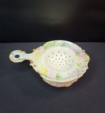 Antique Lenox Belleek Tea Strainer - Floral with Gold Trim - Signed & Dated picture