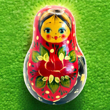 Russian Vintage Folk Red Roly-Poly Chime Musical Doll 4