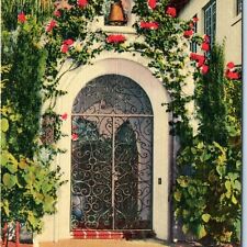 c1950s Old Spain in Florida Colortone Linen Photo Postcard Doorway A41 picture