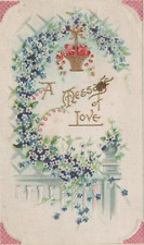 A Message of Love - Floral Lattice Embossed Divided Back Vintage Post Card picture