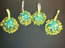 Lot Of Four Vintage Sequin And Beaded Ball Shaped Ornaments picture