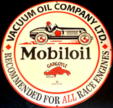 Vntg Art MOBILOIL GARGOYLE VACUUM OIL PORCELAIN ENAMEL SIGN Rare Advertising 30