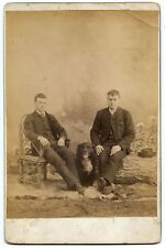 Young Men and Dog, Vintage Original Cabinet Photo picture