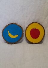 Unique Wood Slice Wooden Apple And Banana Paintings picture