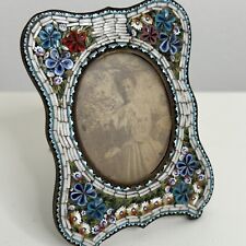 Antique Italy Micro Mosaic Easel Mini Picture Photo Frame 3.25