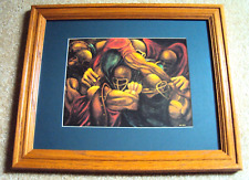 EXTREMELY RARE VINTAGE ERNIE BARNES NFL FOOTBALL ART 2 picture