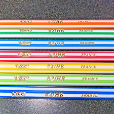 Vintage Bic #2 HB Pencils Lot of 7 Made In France Assorted Striped picture
