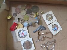 Vintage Junk Drawer lot Tokens political tags Rings Chevy Ford picture