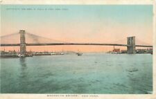 1903 Brooklyn Bridge New York, NY Sunset White Border Postcard picture