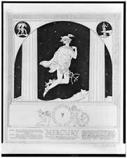 Mercury,Roman deity,Zodiac,staff,religion,Gods,columns,text,R Schott,c1931 picture