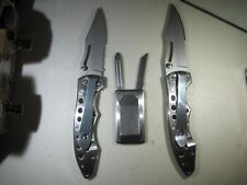 WINCHESTER LOT OF 3 VINTAGE STAINLESS STEEL HANDLE MANUAL KNIVES picture