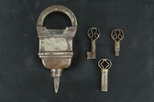 Iron Puzzle Padlock: Vintage, Tricky 3-Key Puzzle, Unique, Rare Collectible Lock picture