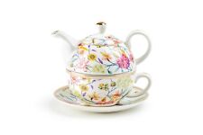 Grace Teaware Spring Flowers with Hummingbird Fine Porcelain Tea For One Set picture