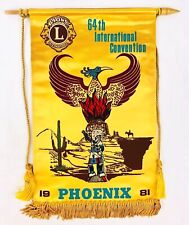 Vintage 1981 Lions Intl Club Banner Flag Phoenix AZ 64th Convention Eagle  *Pb picture