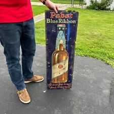Vintage 1930s Pabst Blue Ribbon Beer Tin Metal Advertising Sign Early Wisconsin picture