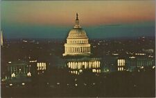 The Capitol Of The US Washington DC At Twilight Sunset Chrome Vintage Post Card picture