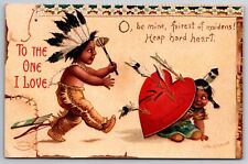 Clapsaddle Signed Valentines Indian Brave Child Maiden Girl Arrow 1909 Postcard picture