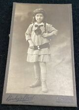 Vintage Cabinet Card Little Girl With Attitude Fashion Curls Antique  Knapsack picture