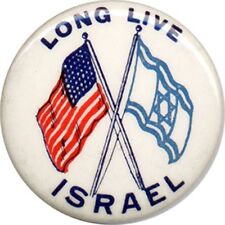 Circa 1967 Six Days War LONG LIVE ISRAEL United States Flags Button (4446) picture