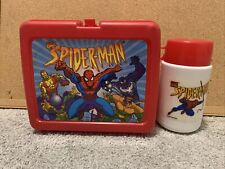 Vintage 1995 The Amazing Spider-Man Red Plastic Lunchbox W/ thermos Marvel picture