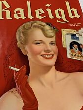 Original Raleigh Cigarette Poster Sign 1940s Mint Old Guaranteed Pin Up picture