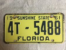 Good Solid 1961 Florida  License Plate  See My Other Plates picture