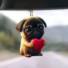 2D Acrylic Charming pug keychain with heart picture