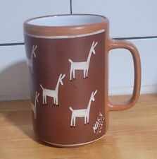 Vintage Maky Cusco Peru Handpaint Pottery Coffee Mug With Llama Decoration Brown picture