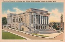 Worcester Memorial Auditorium Congregational Church Massachusetts Postcard E410 picture