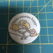 Vintage Collectible Pin Button: Make Someone Happy Buzby Bird Telephone picture