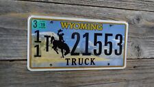 Wyoming Truck new issue font license plate with bucking horse Wyoming plate picture