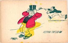 Vintage Postcard- Keeping the Lid ON. picture