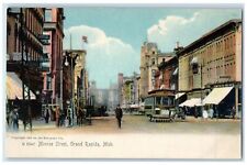 c1905's Monroe Street Town Trolley Horse Carriage Grand Rapids Michigan Postcard picture