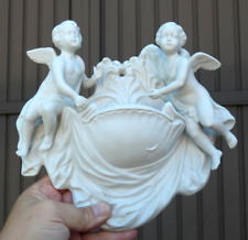 German scheibe alsbach white bisque porcelain angels holy water font marked picture