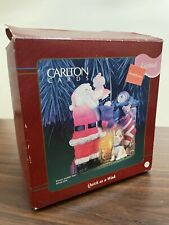 1998 Carlton Cards Quick As A Wink Lighted Christmas Santa Ornament Vintage picture