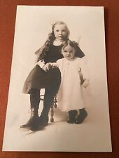 RPPC vintage Real Photo Postcard Of Siblings Sisters Long Hair Child’s Fashion picture
