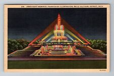 Detroit MI-Michigan, James Scott Memorial Fountain, Vintage c1955 Postcard picture